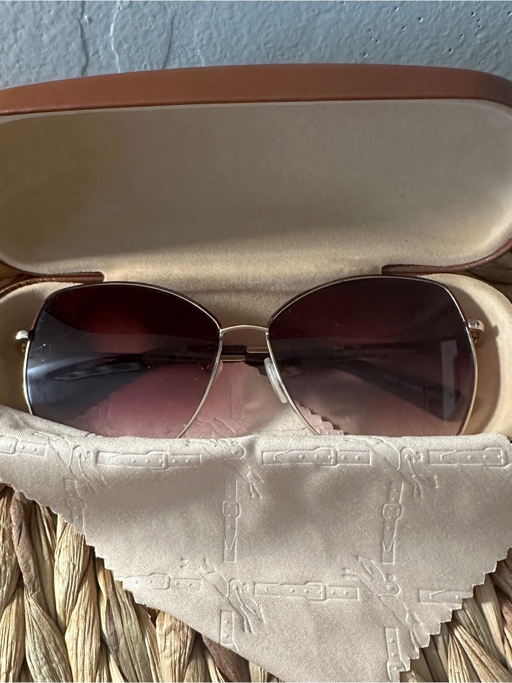 Longchamp Women's Red Gradient Lens Sunglasses with Gold Frame